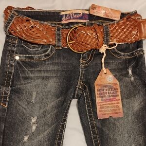 Wallflower Denim with Brown Braided Belt